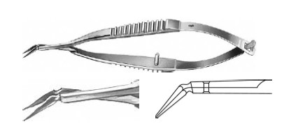 ВАННЕС МІКРО-НОЖИЦІ ЖОЛОБ. РУЧК. ЗАГН. 85MM